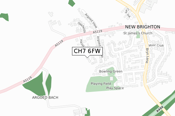 CH7 6FW map - large scale - OS Open Zoomstack (Ordnance Survey)