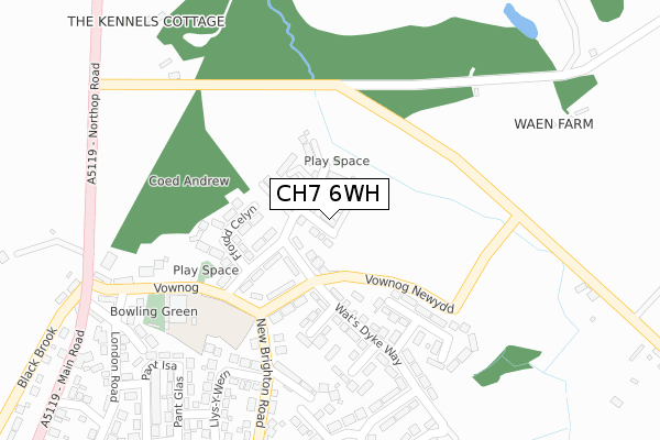 CH7 6WH map - large scale - OS Open Zoomstack (Ordnance Survey)