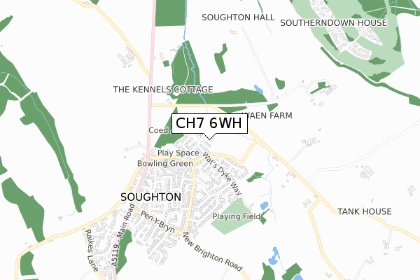 CH7 6WH map - small scale - OS Open Zoomstack (Ordnance Survey)