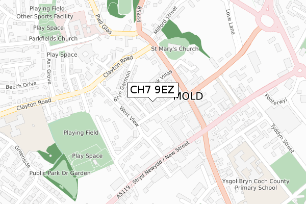 CH7 9EZ map - large scale - OS Open Zoomstack (Ordnance Survey)