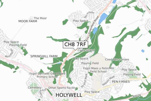 CH8 7RF map - small scale - OS Open Zoomstack (Ordnance Survey)