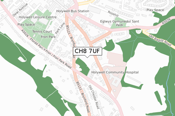 CH8 7UF map - large scale - OS Open Zoomstack (Ordnance Survey)