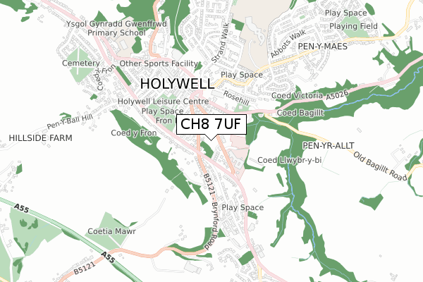 CH8 7UF map - small scale - OS Open Zoomstack (Ordnance Survey)