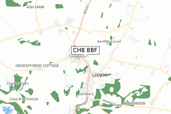 CH8 8BF map - small scale - OS Open Zoomstack (Ordnance Survey)