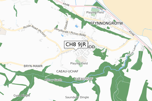 CH8 9JR map - small scale - OS Open Zoomstack (Ordnance Survey)