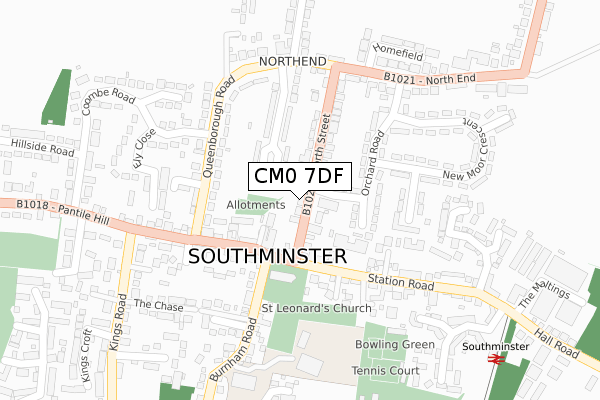 CM0 7DF map - large scale - OS Open Zoomstack (Ordnance Survey)