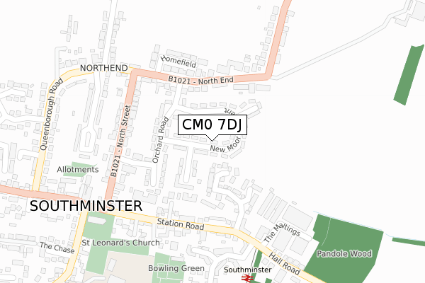 CM0 7DJ map - large scale - OS Open Zoomstack (Ordnance Survey)