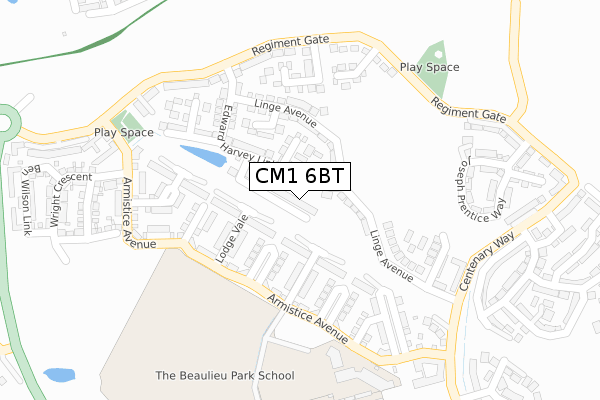 CM1 6BT map - large scale - OS Open Zoomstack (Ordnance Survey)