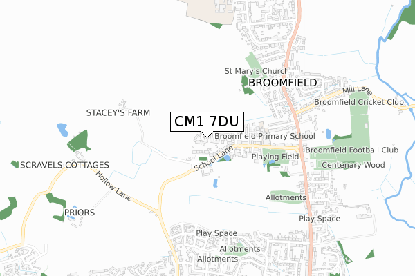 CM1 7DU map - small scale - OS Open Zoomstack (Ordnance Survey)