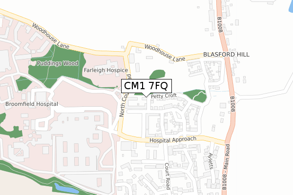 CM1 7FQ map - large scale - OS Open Zoomstack (Ordnance Survey)