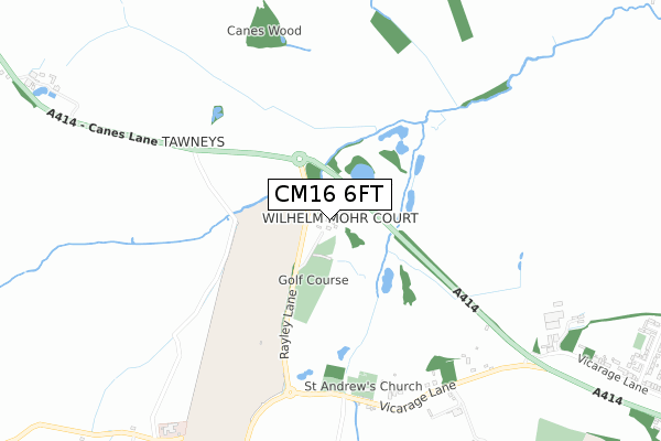 CM16 6FT map - small scale - OS Open Zoomstack (Ordnance Survey)