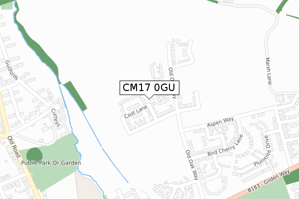 CM17 0GU map - large scale - OS Open Zoomstack (Ordnance Survey)