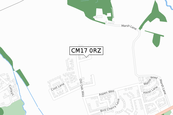 CM17 0RZ map - large scale - OS Open Zoomstack (Ordnance Survey)