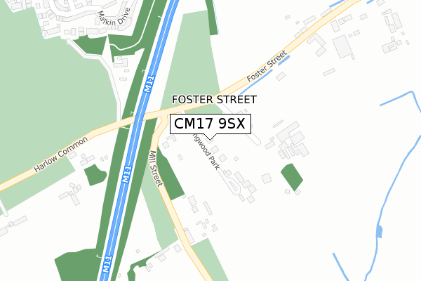 CM17 9SX map - large scale - OS Open Zoomstack (Ordnance Survey)