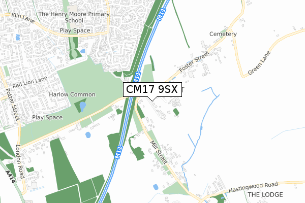 CM17 9SX map - small scale - OS Open Zoomstack (Ordnance Survey)