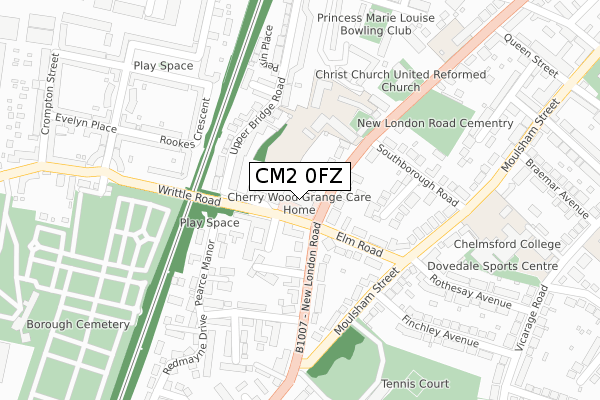 CM2 0FZ map - large scale - OS Open Zoomstack (Ordnance Survey)