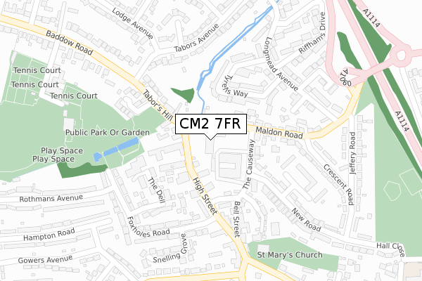 CM2 7FR map - large scale - OS Open Zoomstack (Ordnance Survey)