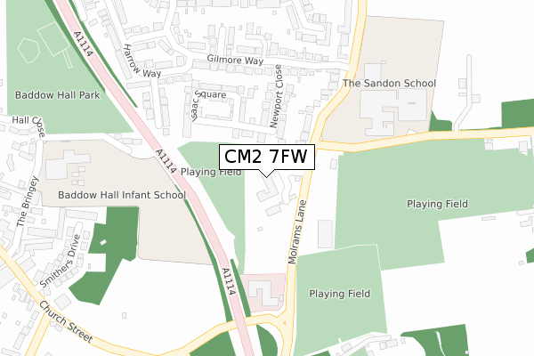 CM2 7FW map - large scale - OS Open Zoomstack (Ordnance Survey)