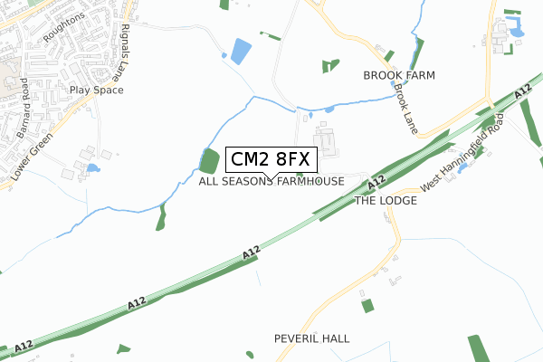 CM2 8FX map - small scale - OS Open Zoomstack (Ordnance Survey)