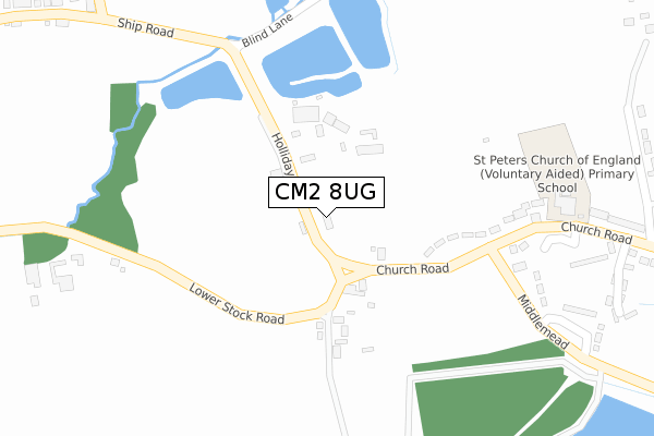 CM2 8UG map - large scale - OS Open Zoomstack (Ordnance Survey)