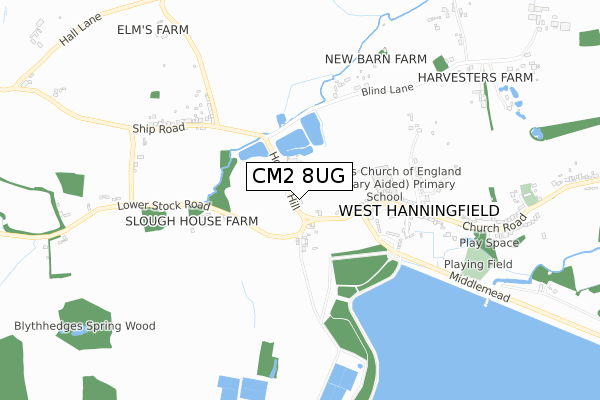 CM2 8UG map - small scale - OS Open Zoomstack (Ordnance Survey)