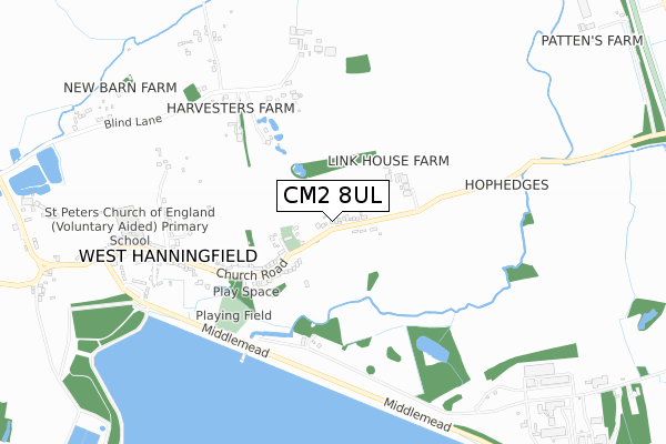 CM2 8UL map - small scale - OS Open Zoomstack (Ordnance Survey)