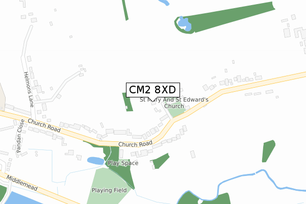 CM2 8XD map - large scale - OS Open Zoomstack (Ordnance Survey)