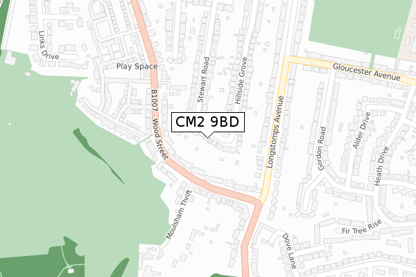 CM2 9BD map - large scale - OS Open Zoomstack (Ordnance Survey)