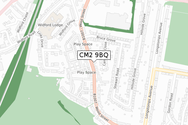 CM2 9BQ map - large scale - OS Open Zoomstack (Ordnance Survey)