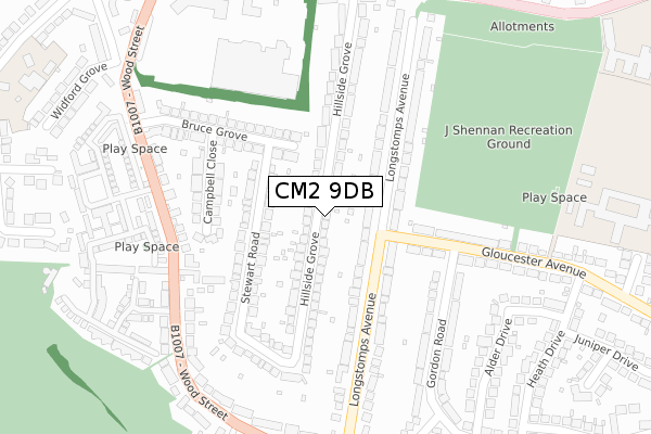 CM2 9DB map - large scale - OS Open Zoomstack (Ordnance Survey)