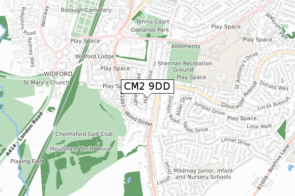 CM2 9DD map - small scale - OS Open Zoomstack (Ordnance Survey)