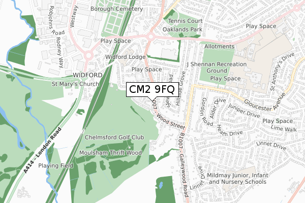 CM2 9FQ map - small scale - OS Open Zoomstack (Ordnance Survey)