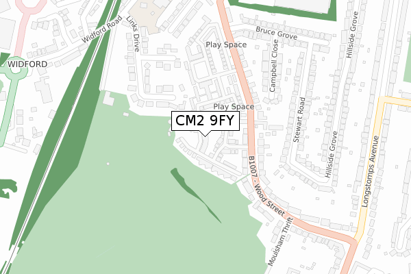 CM2 9FY map - large scale - OS Open Zoomstack (Ordnance Survey)