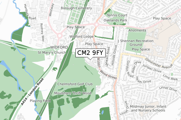 CM2 9FY map - small scale - OS Open Zoomstack (Ordnance Survey)