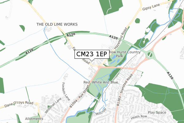 CM23 1EP map - small scale - OS Open Zoomstack (Ordnance Survey)