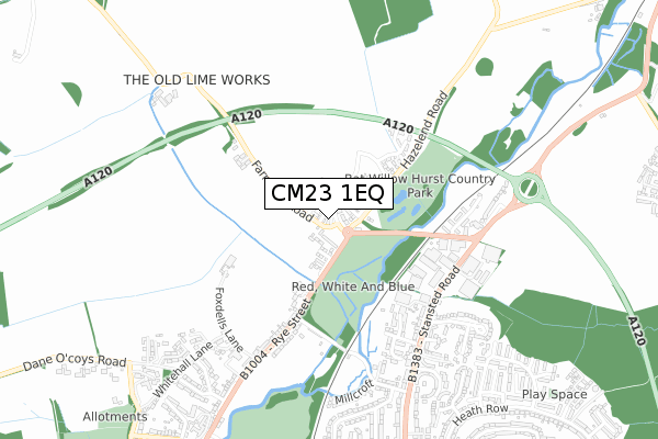 CM23 1EQ map - small scale - OS Open Zoomstack (Ordnance Survey)