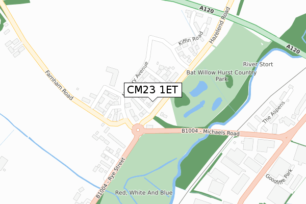 CM23 1ET map - large scale - OS Open Zoomstack (Ordnance Survey)