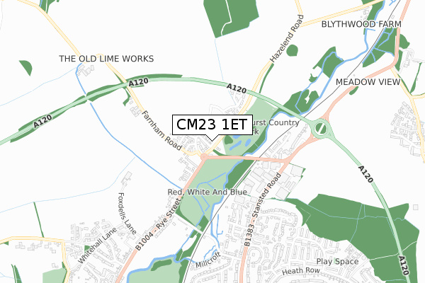 CM23 1ET map - small scale - OS Open Zoomstack (Ordnance Survey)