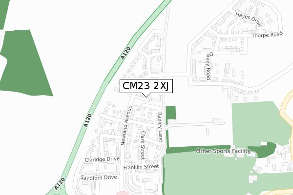 CM23 2XJ map - large scale - OS Open Zoomstack (Ordnance Survey)