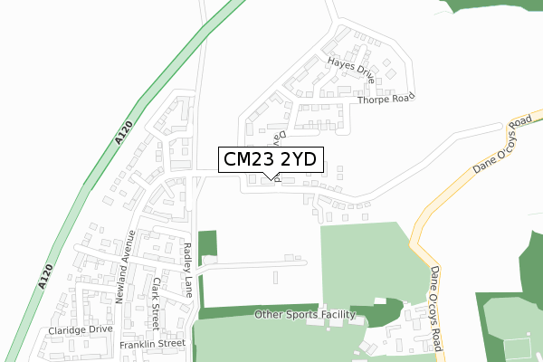 CM23 2YD map - large scale - OS Open Zoomstack (Ordnance Survey)