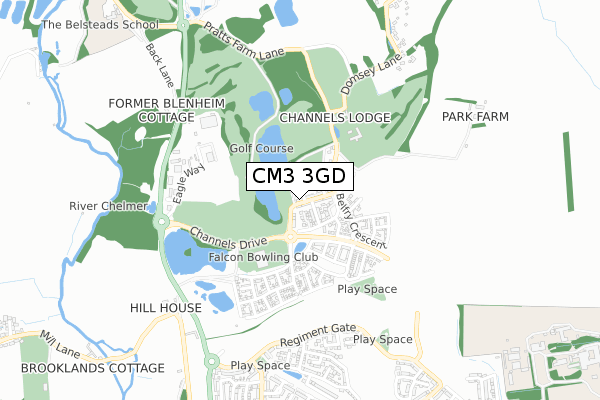 CM3 3GD map - small scale - OS Open Zoomstack (Ordnance Survey)