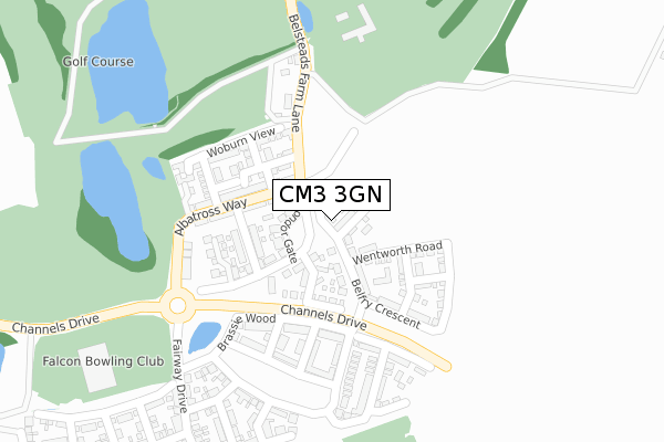 CM3 3GN map - large scale - OS Open Zoomstack (Ordnance Survey)