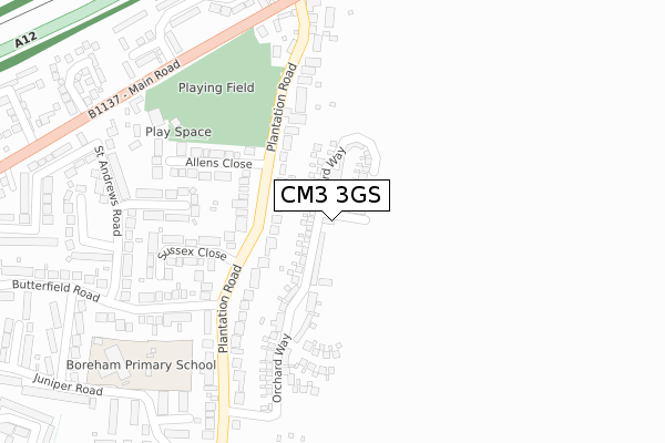 CM3 3GS map - large scale - OS Open Zoomstack (Ordnance Survey)