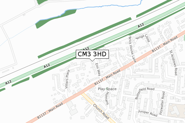 CM3 3HD map - large scale - OS Open Zoomstack (Ordnance Survey)