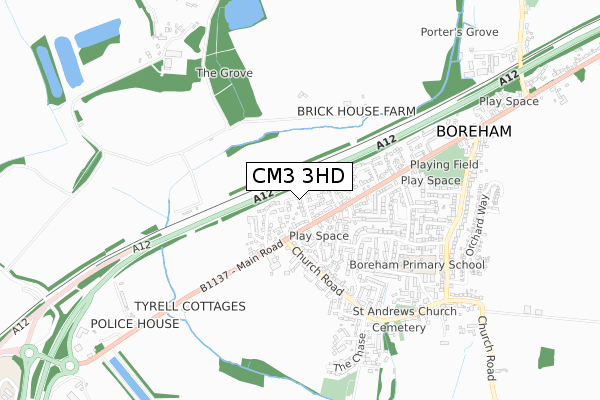 CM3 3HD map - small scale - OS Open Zoomstack (Ordnance Survey)