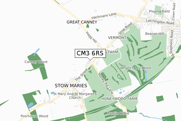 CM3 6RS map - small scale - OS Open Zoomstack (Ordnance Survey)