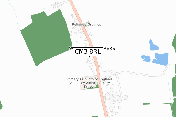 CM3 8RL map - large scale - OS Open Zoomstack (Ordnance Survey)