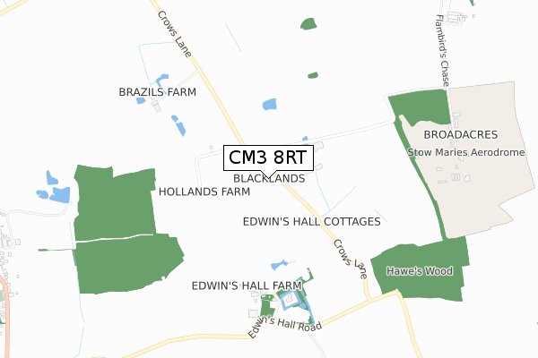 CM3 8RT map - small scale - OS Open Zoomstack (Ordnance Survey)
