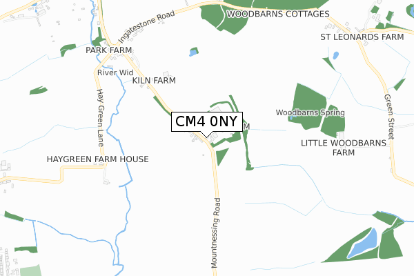 CM4 0NY map - small scale - OS Open Zoomstack (Ordnance Survey)