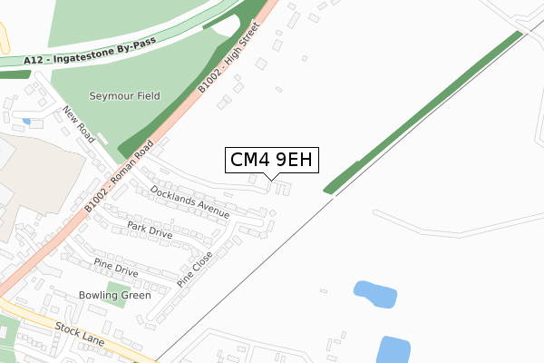 CM4 9EH map - large scale - OS Open Zoomstack (Ordnance Survey)